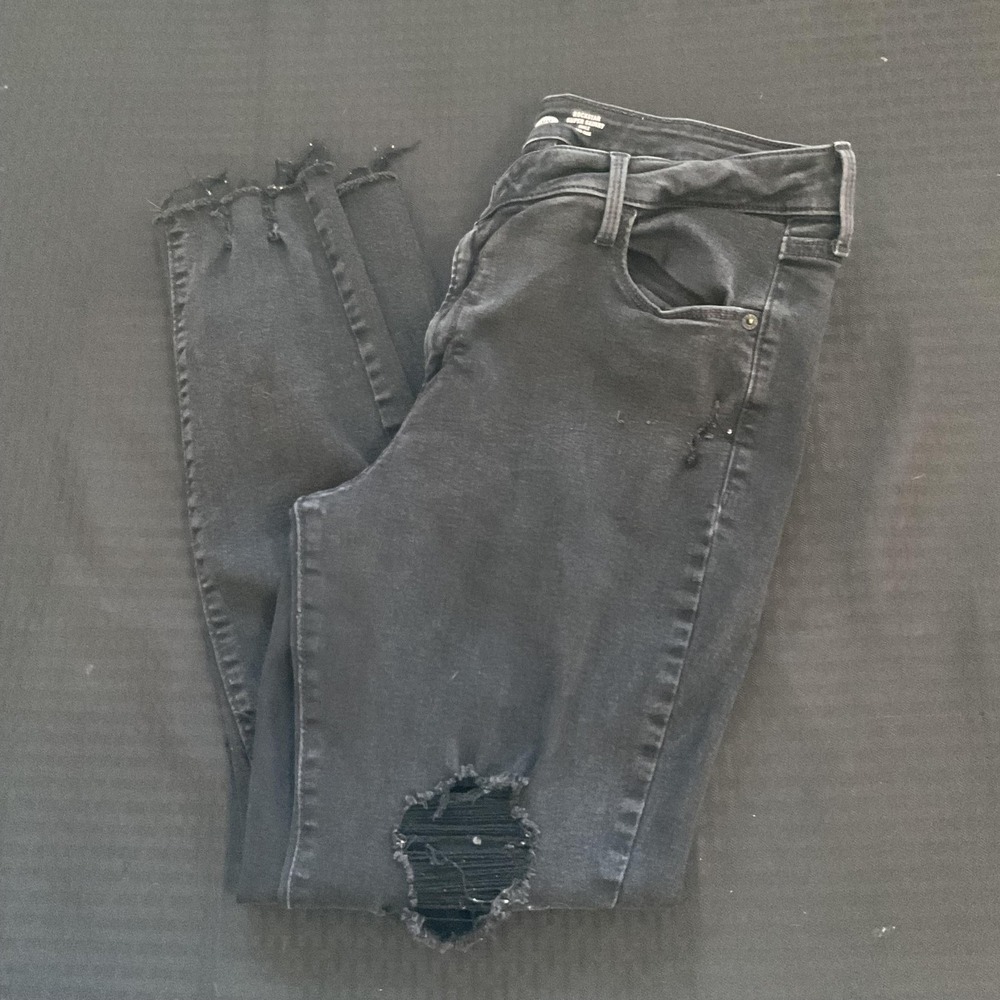 Old Navy Rockstar Super Skinny Jeans Womens‎ 14 Black Distressed Ankle Mid Rise